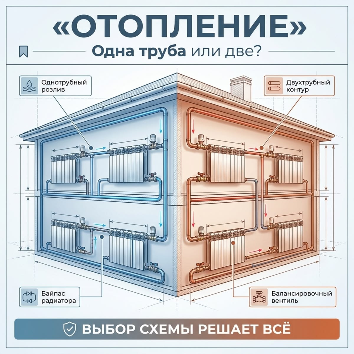 Отопление: одна труба или две?
